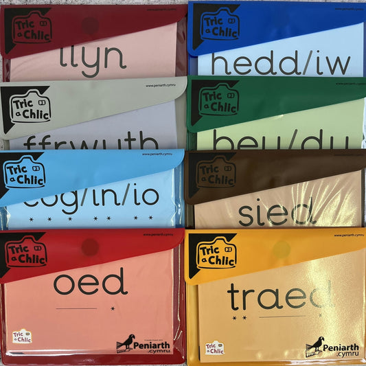 Tric a Chlic Cam 3 - Set o Gardiau A5 (fersiwn ysgolion cyfrwng Saesneg)